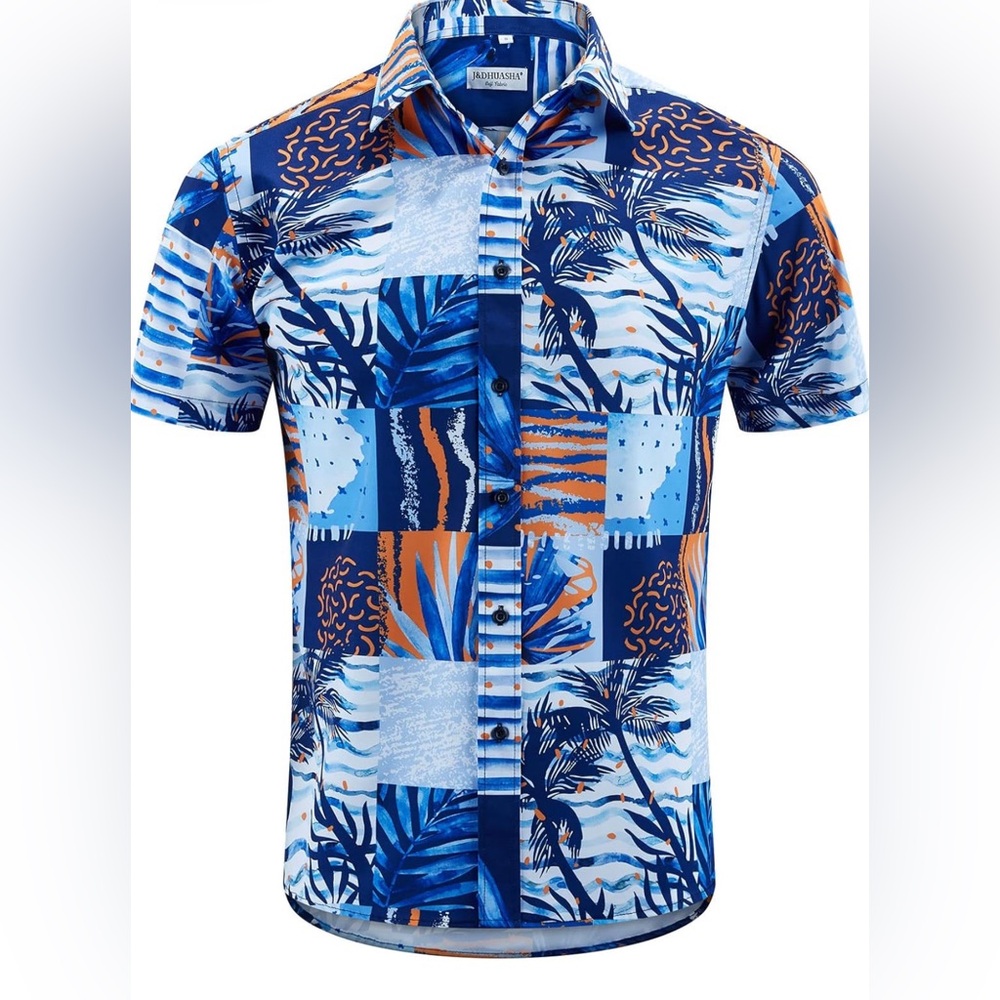 Men's Hawaiian Shirts Casual Button Down Short Sleeve Aloha Beach Dress Shirt